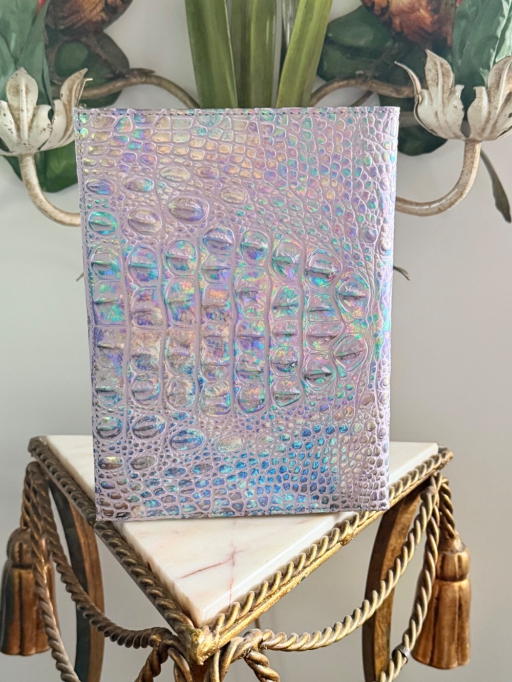 💜 NWOT Brahmin Violet Wonderland Iridescent Leather Journal Front EYE 💜 - Picture 5 of 13